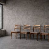 Vintage Mid-Century Danish Modern Elegant Teak & Grey Fabric Chairs, 1960s