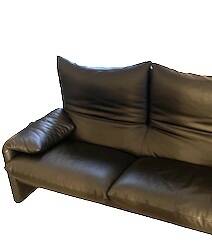 High-end black leather sofa Maralunga by Vico Magistretti for Cassina