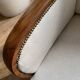Hungarian Art Deco armchair 1930s beige fabric, carved wooden structure, elegant and comfortable.