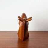 Large Danish carved wooden snail sculpture from the mid-century, 1960s.