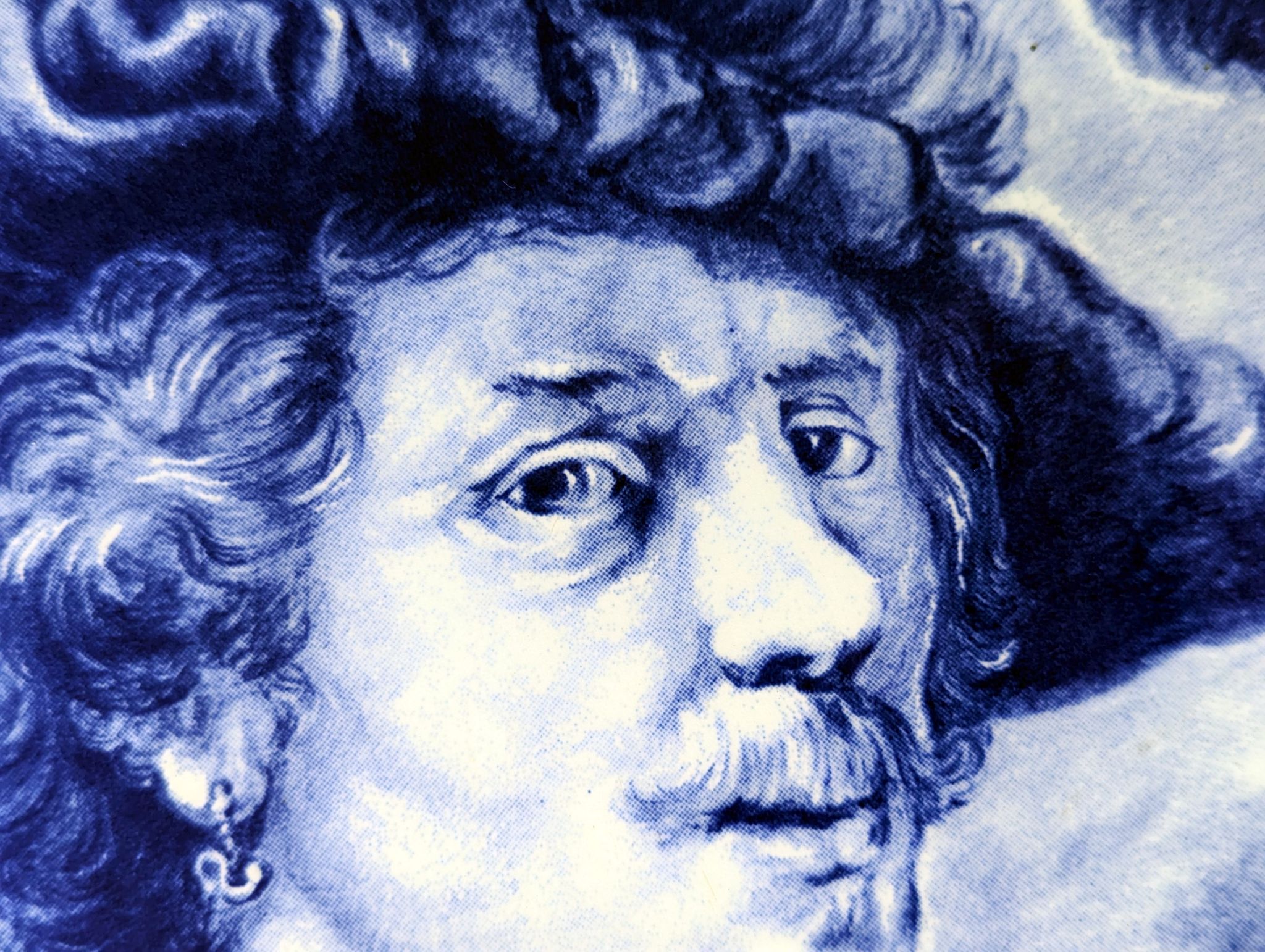 Assiette murale en céramique Boch Belgique représentant le peintre Rembrandt