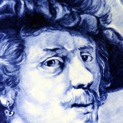 Assiette murale en céramique Boch Belgique représentant le peintre Rembrandt