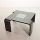 Square Black Lacquered Plywood Coffee Table with Smoked Glass Panel, 1970s