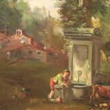 Peinture de paysage huile sur toile du 20ème siècle