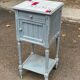 Henri II bedside table in solid grey wood and marble