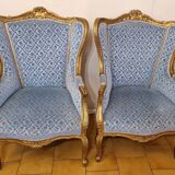 Pair of gilded bergere armchairs