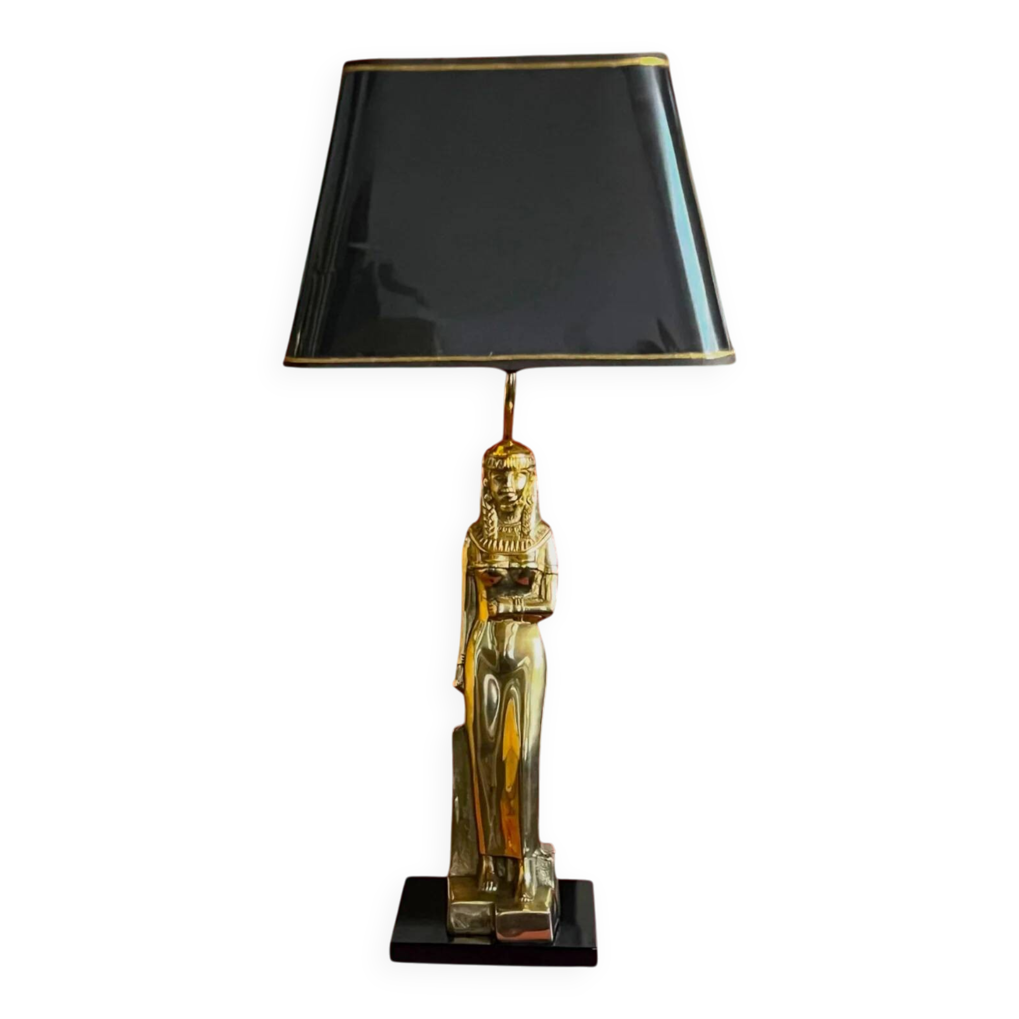 Massive table lamp of Egyptian woman in gilded metal – 1970s-1980s