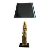 Lampe de table massive femme égyptienne en métal doré – années 1970-1980