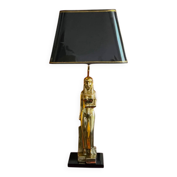 Lampe de table massive femme égyptienne en métal doré – années 1970-1980