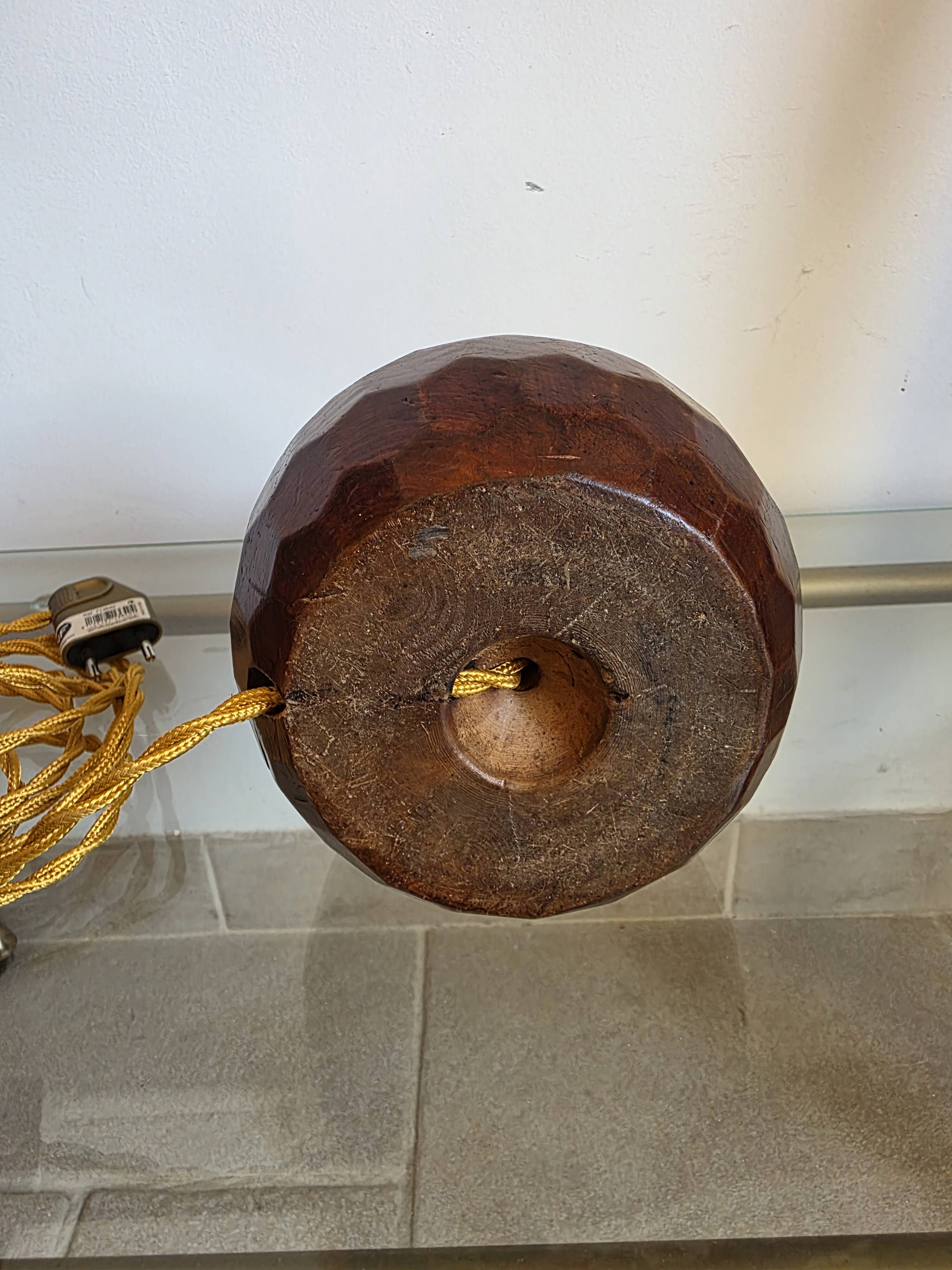 70's wooden ball lamp stands