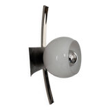 Vintage wall lamp, brushed chrome and opaline metal, France 1960s
