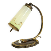 Beautiful, rare brass table lamp with glass shade | 1940s