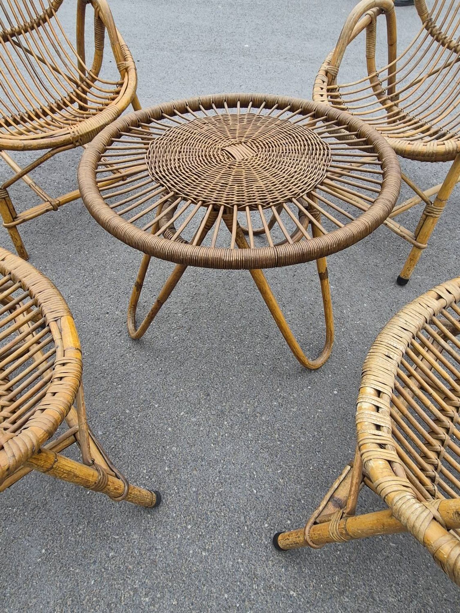 Vintage garden furniture in rattan