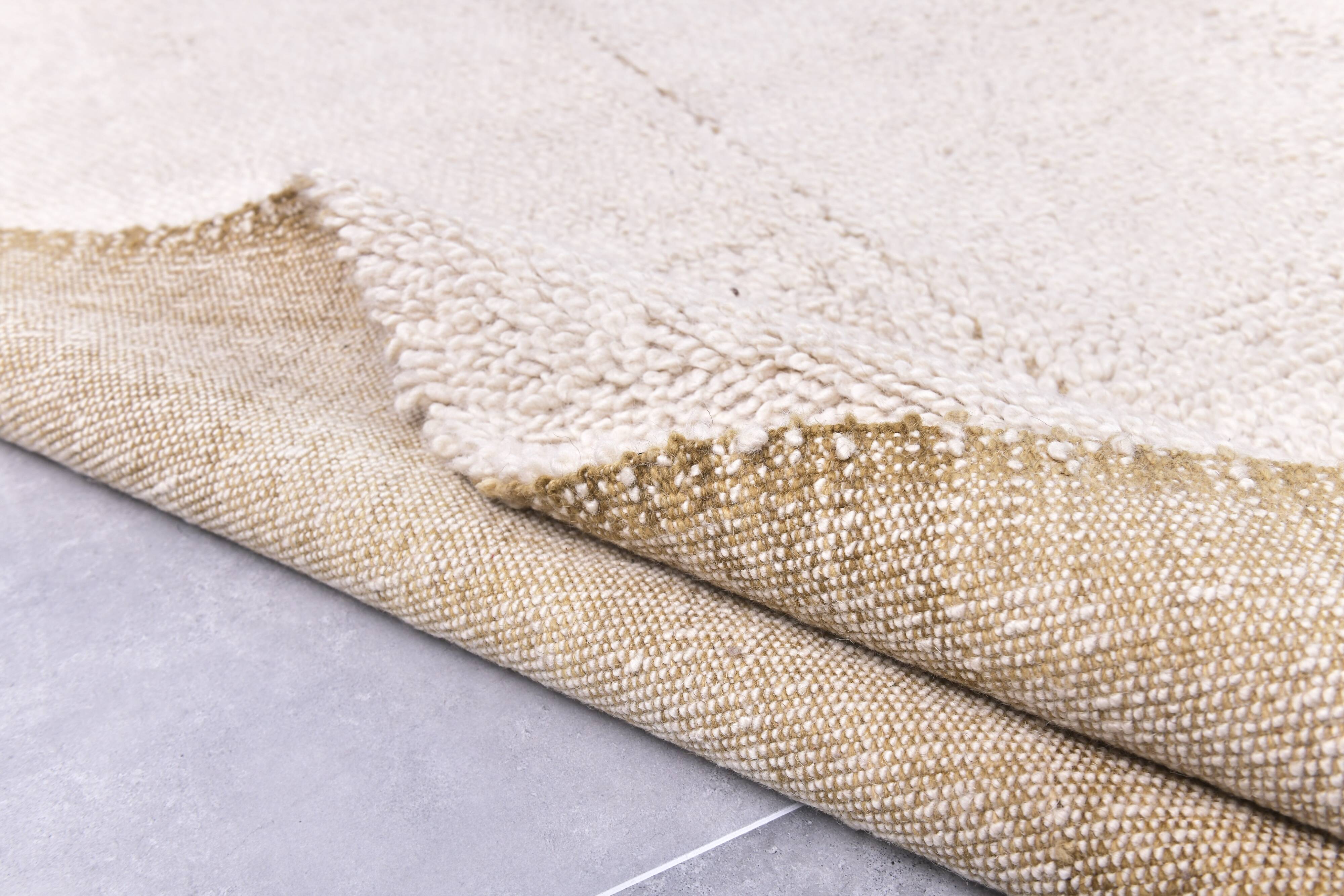 9x10 Mustard Beige Handmade Wool Moroccan Rug, 278x298Cm