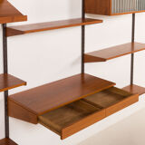 Kai Kristiansen 3 bay teak wall unit with desk, Denmark, 1960s