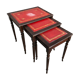 Series 3 Tables Trundles Wood Bent Feet + Top Embossed Leather Vintage Red