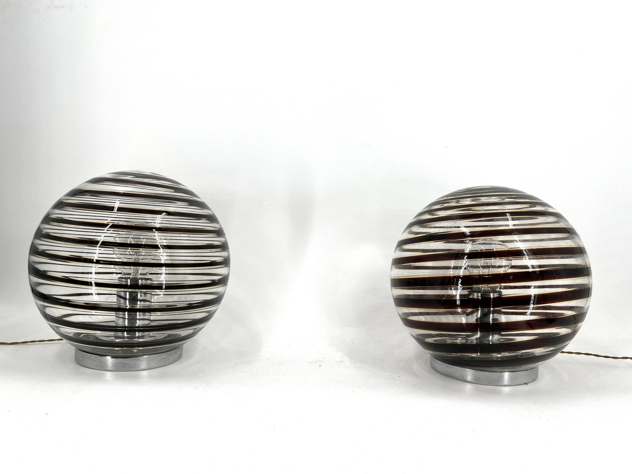 Pair of murano swirl glass table lamps, 1970s