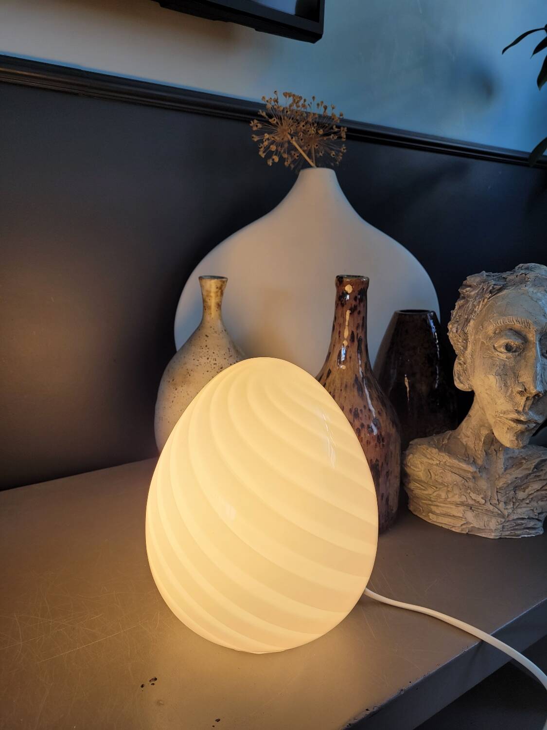 Lampe egg spirale en verre de Murano