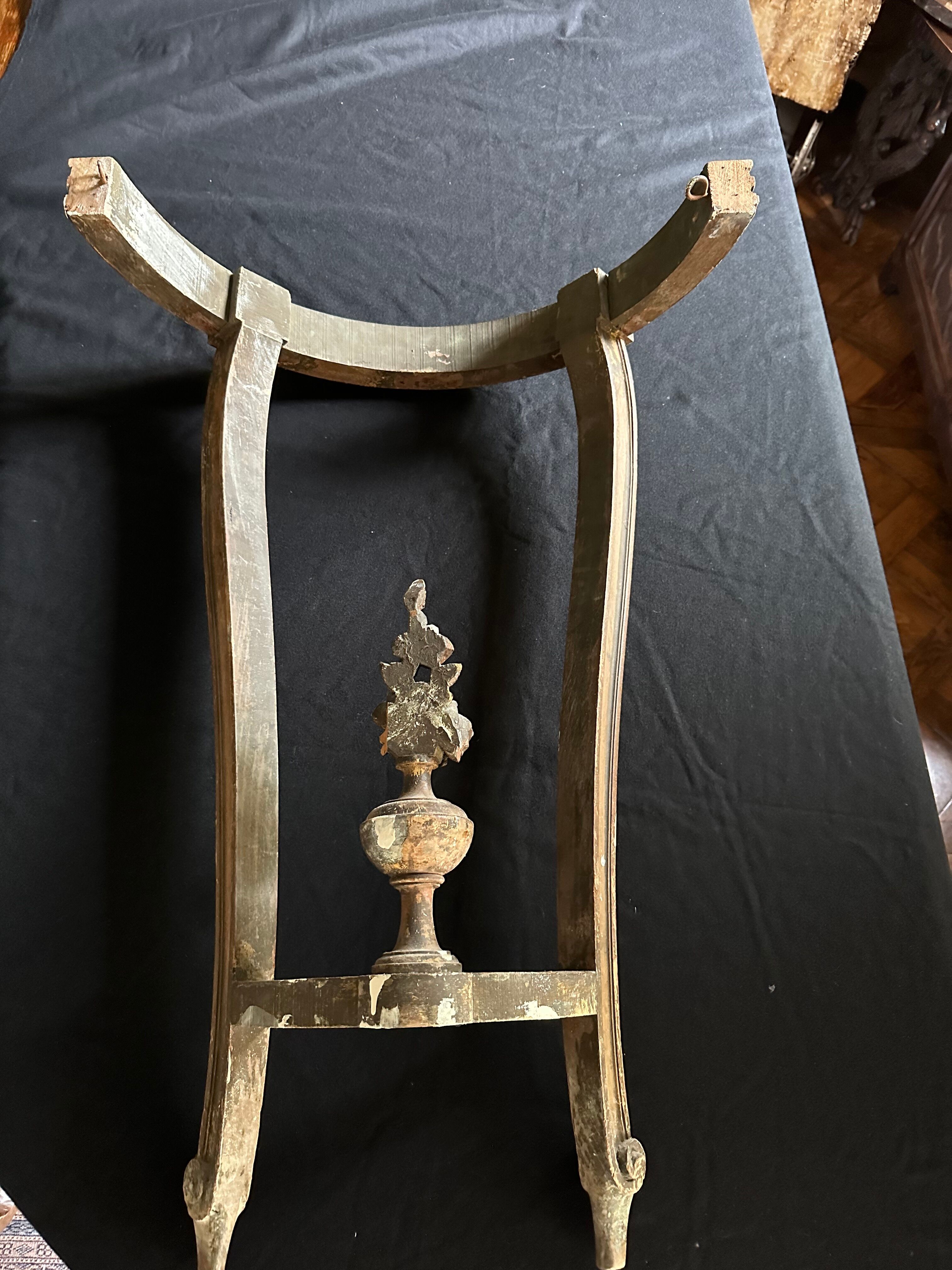 Wall lamp console - half moon carved wood old gilded