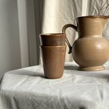 Set of 10 small stoneware mugs from Digoin.