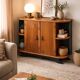 Small buffet or console in natural and black wood