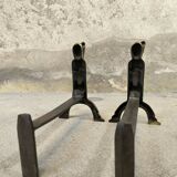 Pair of bronze "Shamans" andirons by Anton Prinner