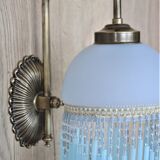 Blue wall lamp with pearl fringes