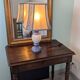 Blue and white alabaster living room lamp