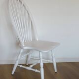 1 of 6 Vintage Wooden Dining Chair Restored Accent White Windsor Chairs