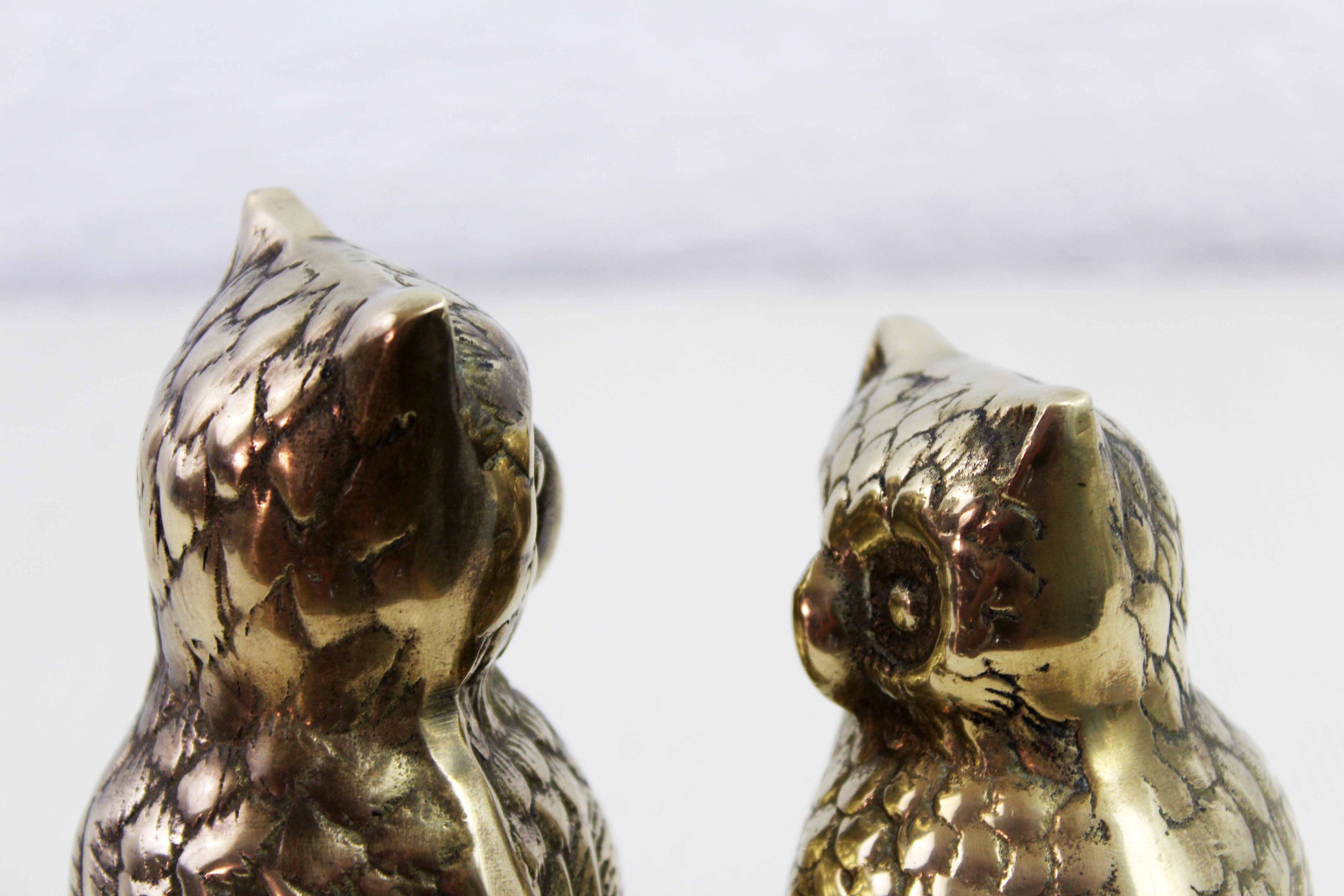Duo of brass owls