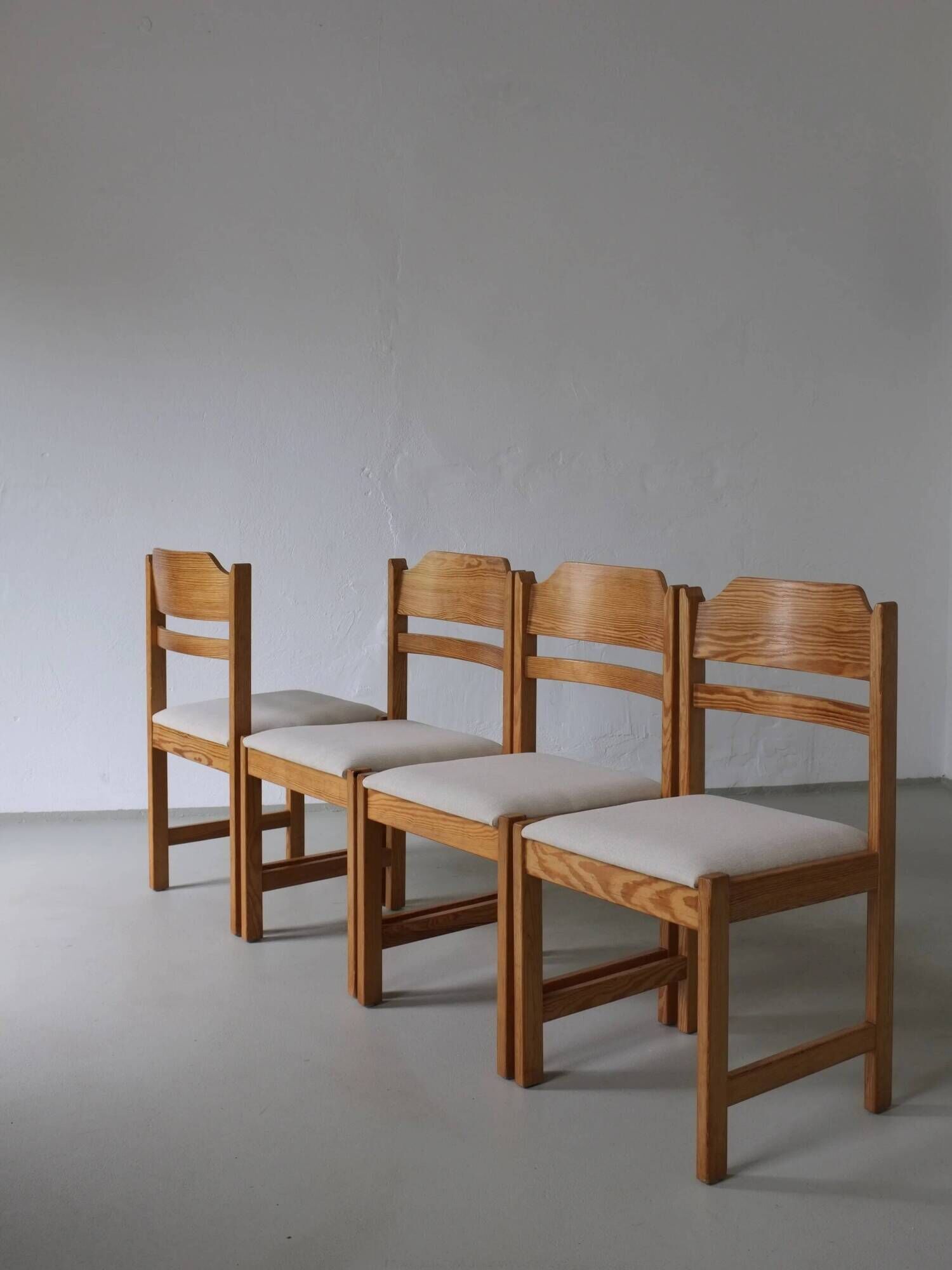 4 solid pine dining chairs | Sweden | 1960s