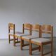 4 solid pine dining chairs | Sweden | 1960s