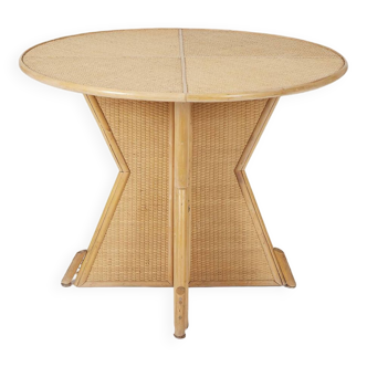 Wood and rattan dining table, 1960s
