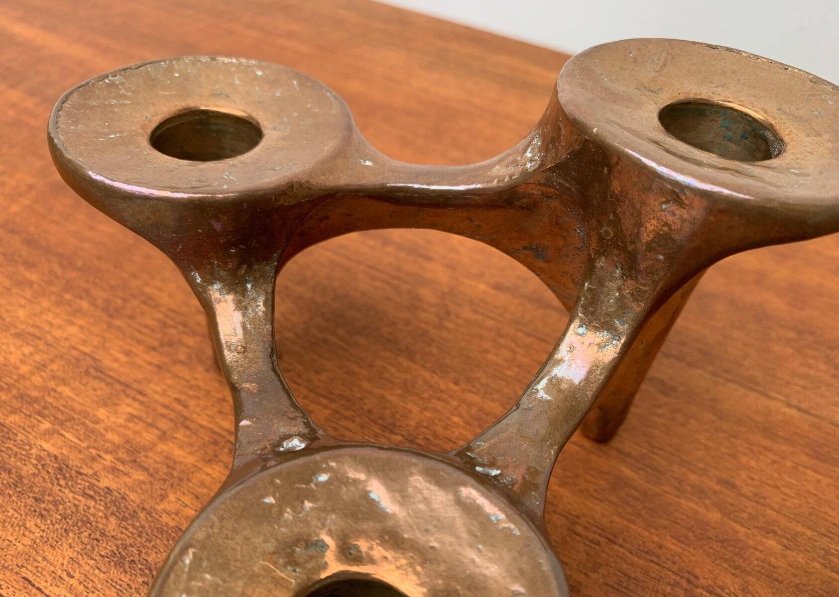 Vintage German brutalist metal candlestick by Harjes