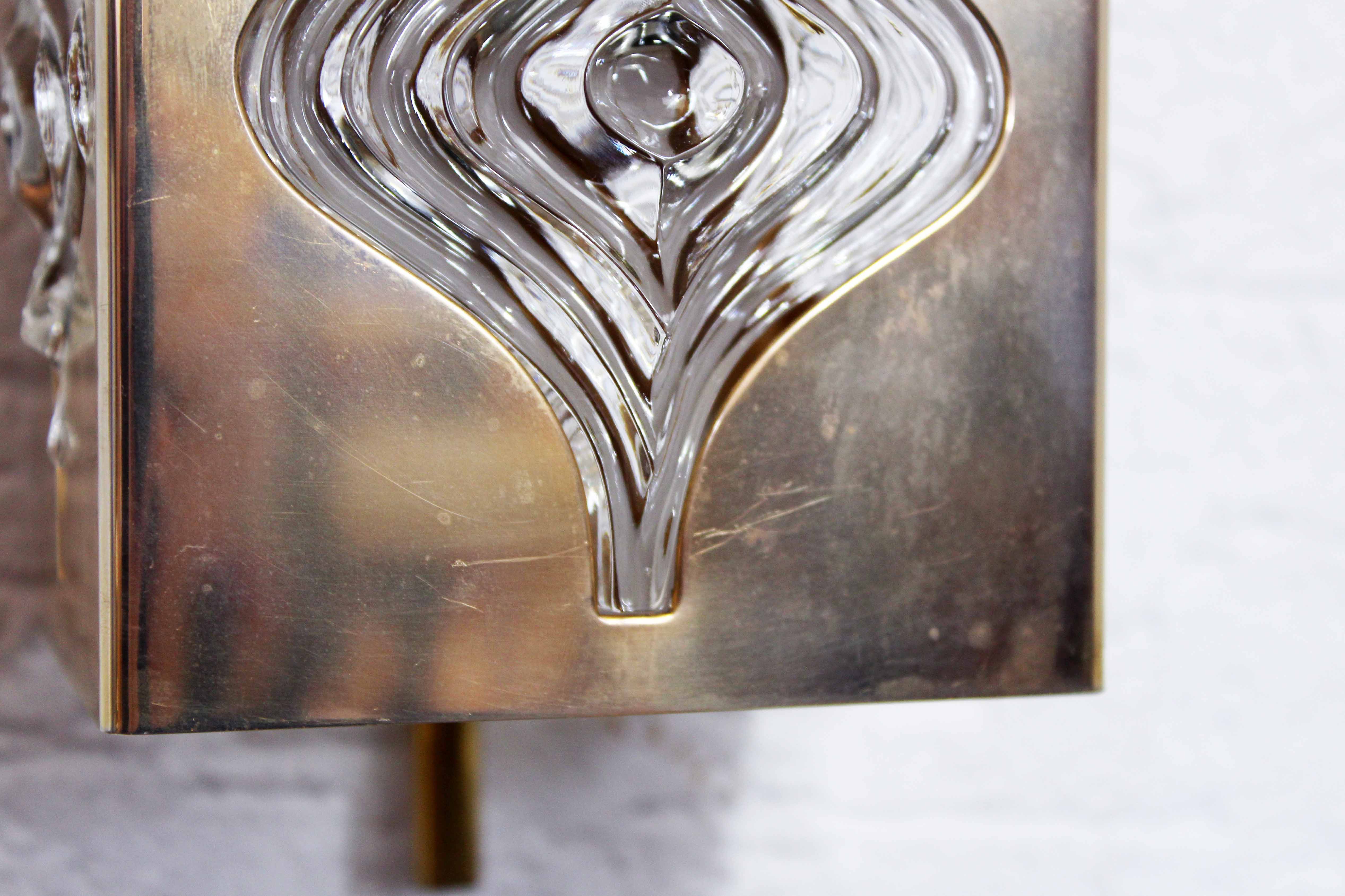 Pair of Palwa sconces in brass and crystal