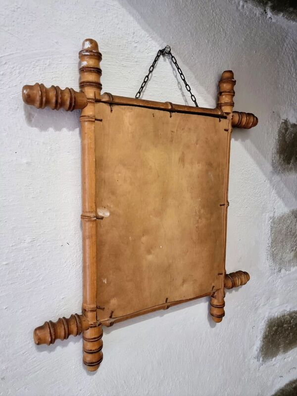 Miroir français en bois imitant le bambou, début du 20ème siècle
