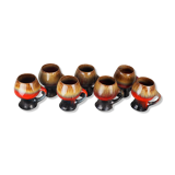 Seven large brown, black and red volcanic free-form mugs - Vallauris, Fat lava - 60s / 70s