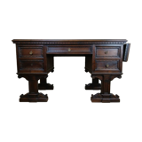 Unusual Renaissance style center desk made in the mid-19th century in walnut