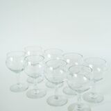 Set of 9 old wine glasses, engraved, 1940