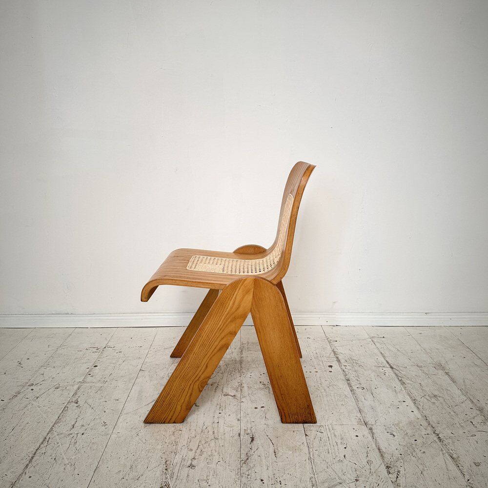 Italian mid-century ash & cane dining chair by Gigi Sabadin for Stilwood, 1972
