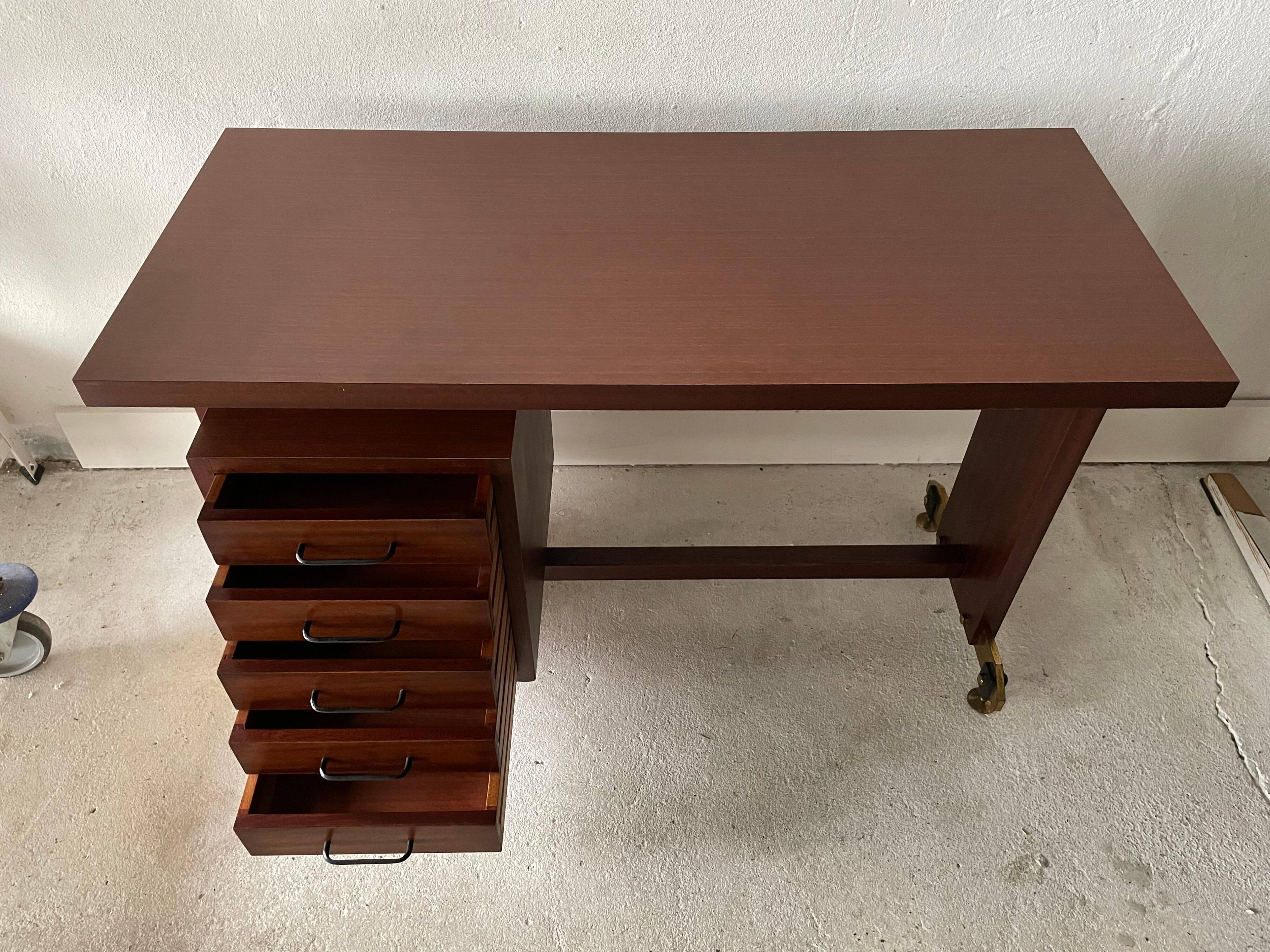 Mid-century modern Italian desk with 5 drawers, 1960s, Italy