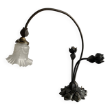 Large signed Art Nouveau style bronze sculpture lamp