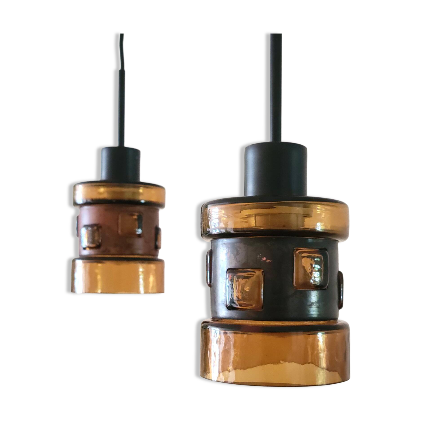 Set of 2 pendant lamps by Victor Bernt for Flygsfors, Sweden, 1960