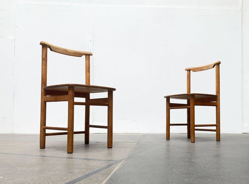 Mid-century wooden chair set of 2, 1960s