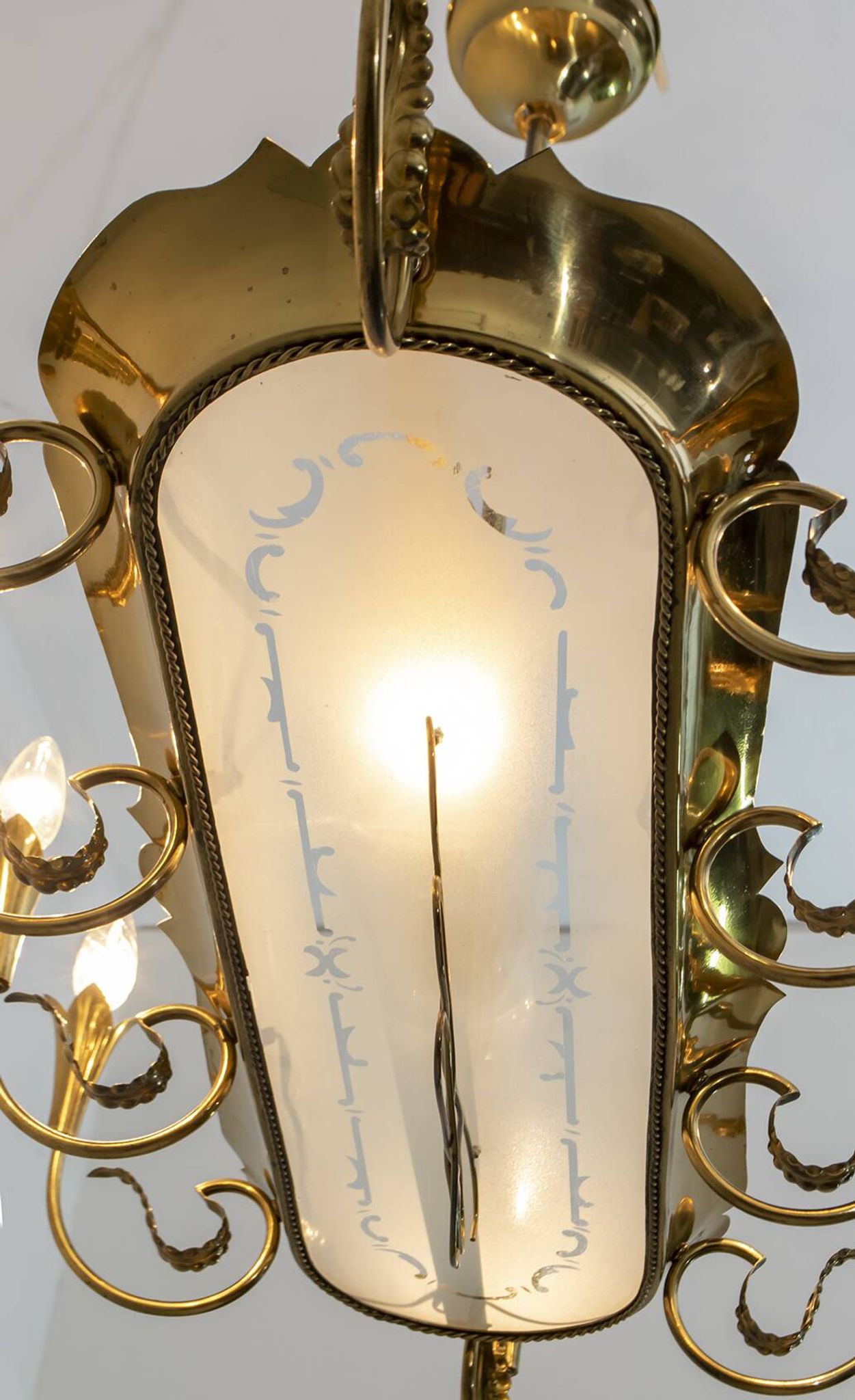 After Pietro Chiesa Italian Brass 12 Lights Candelier Fontana Arte