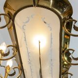 After Pietro Chiesa Italian Brass 12 Lights Candelier Fontana Arte