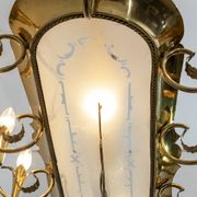 After Pietro Chiesa Italian Brass 12 Lights Candelier Fontana Arte