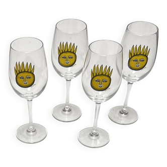 4 stemmed glasses, Guillaume Corneille, Sun with the 7 rays of happiness