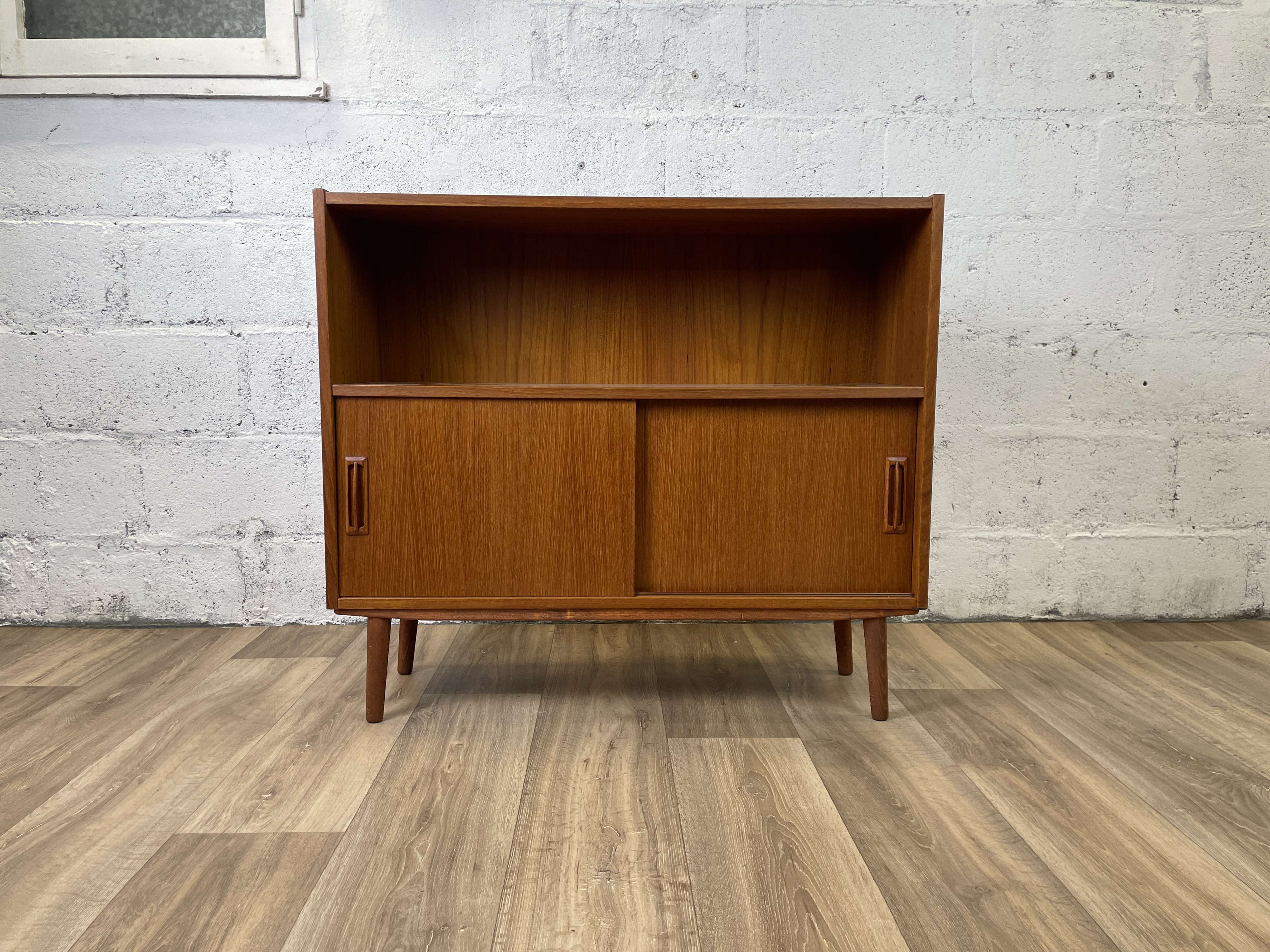 Vintage scandinavian teak sideboard bookcase, 60s