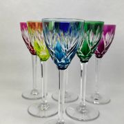 Saint-Louis, 6 Monaco model glasses in coloured crystal, 21.5 cm